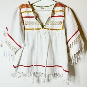 Rocks & Indigo Cotton Boho Top S Tassels